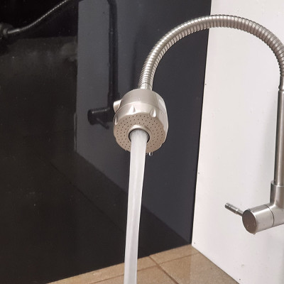 Vòi rửa chén lạnh âm tường Inox SUS 304, cần lò xo Eurolife EL-RC10 (Trắng vàng)