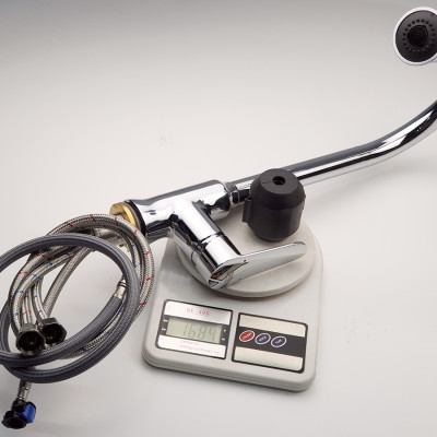 Vòi Rửa Chén Nóng Lạnh Dây Kéo Đồng Mạ Chrome Eurolife EL-KM05 (Trắng bạc)