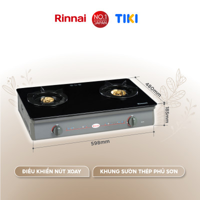 Bếp gas dương Rinnai RV-8611(GL-B) mặt bếp kính và kiềng bếp men - Hàng chính hãng.
