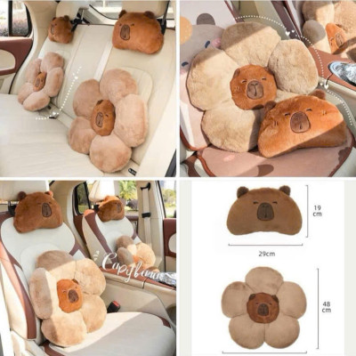 Tựa Đầu Tựa Lưng Ghế Oto Hình Capybara Hottrend, Tựa Ghế Trang Trí Cute Mặt Capybara Nghộ Nghĩnh - Hàng Chính Hãng MINIIN