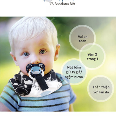 YẾM VẢI TAM GIÁC CHO BÉ CÓ NÚT BẤM GIỮ TY GIẢ/ NGẬM NƯỚU KU2248 - SET 2 CÁI (MÀU XANH)