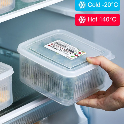 Set hộp thực phẩm 2 lớp bảo quản tủ lạnh, dùng được trong lò vi sóng Nakaya 1.1L - Hàng nội địa Nhật Bản (#Made in Japan)