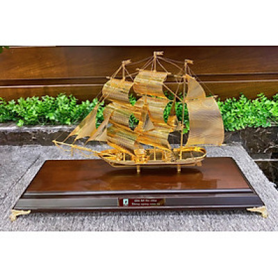 Mô hình thuyền buồm mạ vàng MT Gold Art(510 x 180x 340 mm) L53- Hàng chính hãng, quà tặng dành cho sếp, khách hàng, đối tác