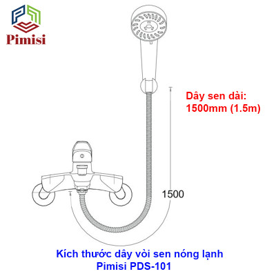 Dây vòi hoa sen tắm nóng lạnh Pimisi bằng inox 304 với đầu dây đồng thau không gỉ phù hợp với mọi sen tắm trong nhà vệ sinh dài 150cm chống xoắn - mạ xi sáng bóng - ống mềm cấp nước và dùng được cho cả vòi xịt nhà vệ sinh phòng tắm | Hàng chính hãng