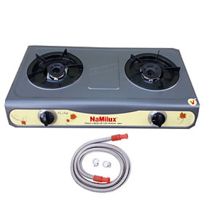 Bếp gas đôi mặt men Namilux NA-681DFM Tặng dây bọc inox Hàng chính hãng