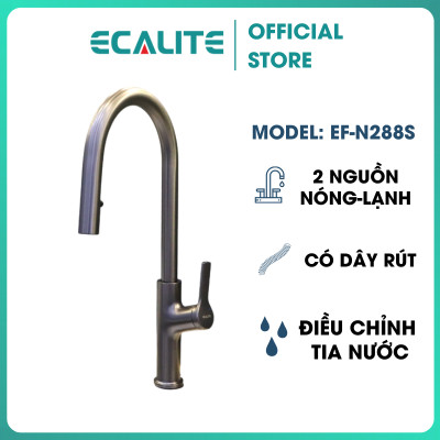 Vòi Rửa Chén Nóng Lạnh Ecalite EF-N288S - Có Dây Rút - Điều Chỉnh Tia Nước - Inox 304 Siêu Bền - Hàng Chính Hãng