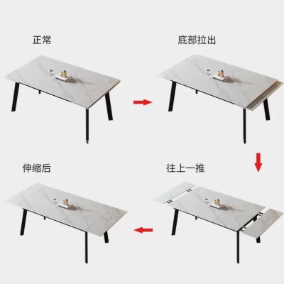 Bàn ăn thông minh mặt đá phiến Ceramic nhám kéo dài 2 đầu