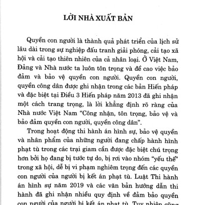 Bảo Đảm Quyền Con Người Trong Thi Hành Án Phạt Tù Tại Việt Nam (Sách Chuyên Khảo)