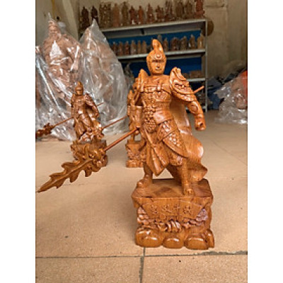 Tượng triệu tử long gỗ hương kt cao 30×12×8cm