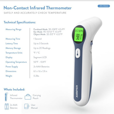 Nhiệt kế điện tử hồng ngoại đo trán và tai Jumper JPD-FR300
