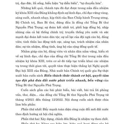 Biến thách thức thành cơ hội. Quyết tâm đột phá đưa đất nước phát triển nhanh, bền vững (bản in 2024)