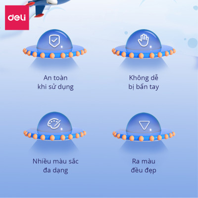 Bộ Bút Sáp Màu Hữu Cơ Cho Bé Tập Vẽ Tranh Tô Màu Deli - Không Phai Màu An Toàn Cho Trẻ Không Dính Tay - Phù Hợp Mĩ Thuật Học Sinh