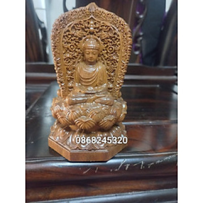 Tượng phật tam thánh mini để ôtô ,bằng gỗ bách xanh thơm nức kt cao 14×8×8cm 