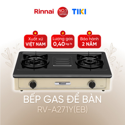 Bếp gas dương Rinnai RV-A271Y(EB) mặt bếp men và kiềng bếp men - Hàng chính hãng