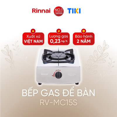 Bếp gas dương Rinnai RV-MC15S mặt bếp inox và kiềng bếp men - Hàng chính hãng.
