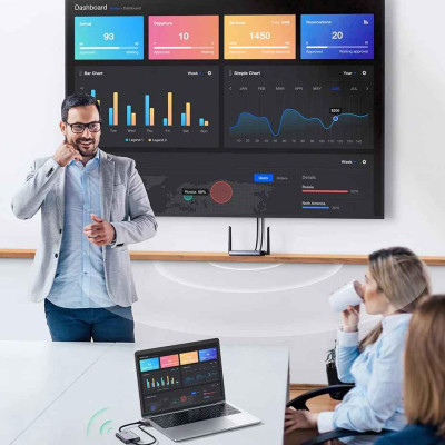 Ugreen UG29463CM506TK 50M 1080P@60Hz Bộ kéo dài tin hiệu HDMI + VGA + 3.5mm không dây 60Mhz 5Ghz Vỏ nhôm 50633a - HÀNG CHÍNH HÃNG