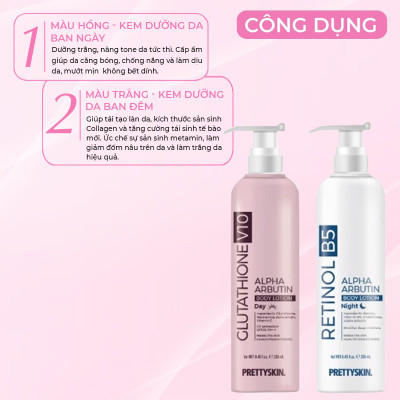 Kem Dưỡng Thể Ban Đêm Tái Tạo, Phục Hồi Làn Da Body Treatment Pretty Skin Retinol B5 Alpha Arbutin Body Lotion 250ml
