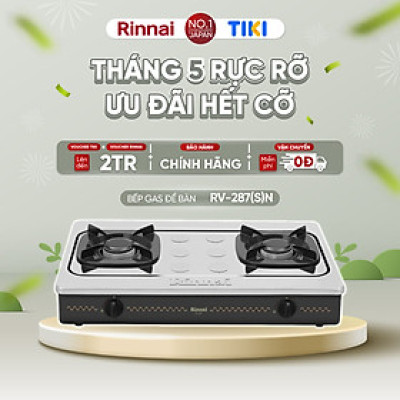 Bếp gas dương Rinnai RV-287(S)N mặt bếp inox và kiềng bếp men - Hàng chính hãng.
