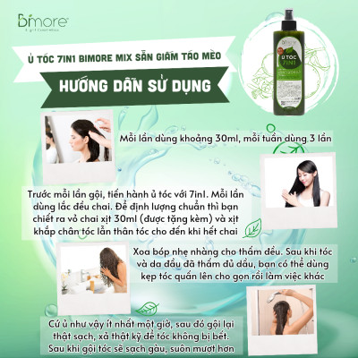 Hỗn Hợp Ủ Tóc 7in1 Mix Sẵn Giấm Táo Mèo Dưỡng Tóc Chắc Khỏe, Mềm Mượt, Sạch Gàu 500ml