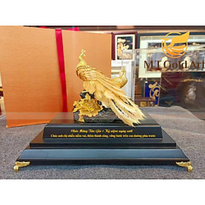 Tượng Đôi Chim Công Dát Vàng 24K (M02) MT Gold Art- Hàng chính hãng, trang trí nhà cửa, quà tặng dành cho sếp, đối tác, khách hàng.