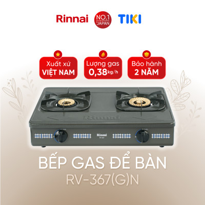 Bếp gas dương Rinnai RV-367(G)N mặt bếp men và kiềng bếp men - Hàng chính hãng.