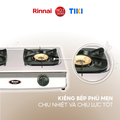 Bếp gas dương Rinnai RV-460(S) mặt bếp inox và kiềng bếp men - Hàng chính hãng.