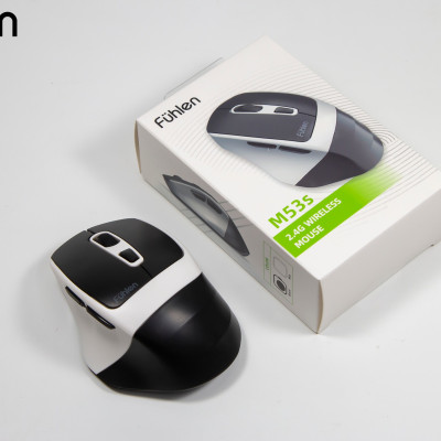 Chuột không dây Silent Fuhlen M53s Công thái học, Pin trâu, siêu nhạy, Tặng kèm pin, BH 2 năm- Hàng chính hãng