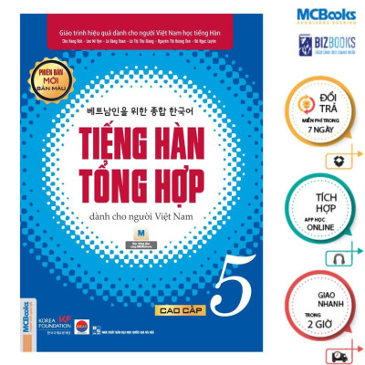 Sách - Tiếng Hàn Tổng Hợp Dành Cho Người Việt Nam - Cao Cấp 5 + 6 - Sách Bài Học + Bài Tập - Bản Màu - Combo 4 Cuốn - MCBooks