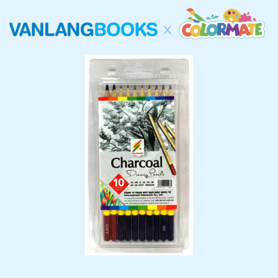 Sách 101 Bước Vẽ Chì Căn Bản Trong Hội Họa + Hộp 10 Cây Bút Chì Gỗ Phát Thảo Charcoal Artist - Vanlangbooks x Colormate