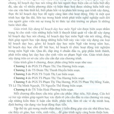 Giáo Trình Xây Dựng Kế Hoạch Dạy Học Môn Ngữ Văn