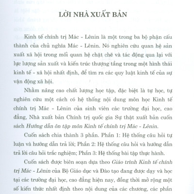 Hướng Dẫn Ôn Tập Môn Kinh Tế Chính Trị Mác - Lênin (Tài liệu ôn tập dựa theo Giáo trình Kinh tế Chính trị Mác - Lênin của Bộ Giáo dục và Đào tạo hiện hành)