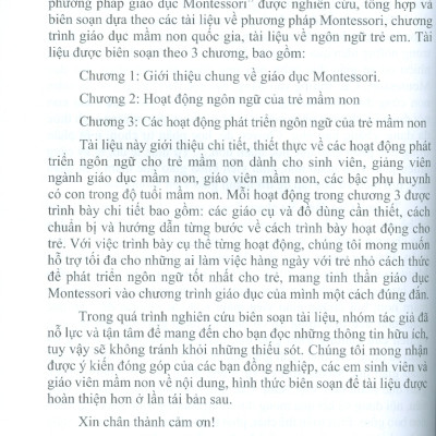 Hoạt Động Phát Triển Ngôn Ngữ Của Trẻ Mầm Non Theo Phương Pháp Giáo Dục Montessori 