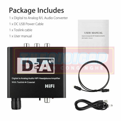 Hifi dac Amp Kỹ Thuật Số Sang Analog Bộ Chuyển Đổi Âm Thanh RCA 3.5 Mm Bộ Khuếch Đại Tai Nghe Toslink Quang Đồng Trục - Hàng Nhập Khẩu