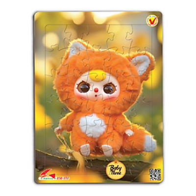 Xếp hình A4 -30 mảnh ghép Tia Sáng: 030-171-Baby three - Cáo tặng tranh tô màu