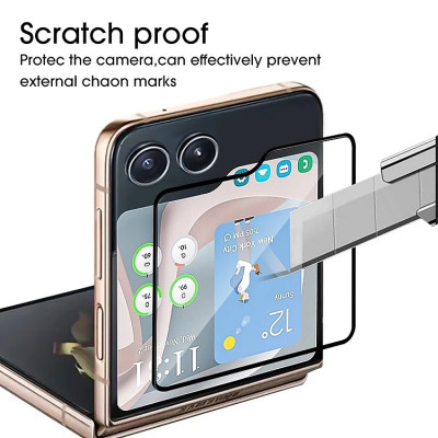 Dán kính cường lực màn hình trước / phụ cho Samsung Galaxy Z Flip 6 / Flip 5 5G hiệu HOTCASE Kuzoom 3D - Phủ Nano, Vát cạnh 2.5D, độ trong suốt HD - Hàng nhập khẩu