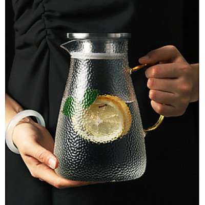 Bình thủy tinh đựng nước chịu nhiệt lên tới 400 độ C vân nhám dáng eo cao - ANTH237