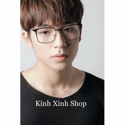 Kính tròng trắng chống ánh sáng xanh, chống uv mắt vuông to kim loại (ĐEN)