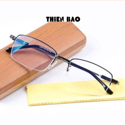 Kính lão thị, kính viễn thị Nam nữ KVM367 hàng đẹp xẻ cước chống as xanh  chuẩn độ Gọng TITANIUM càng dẻo