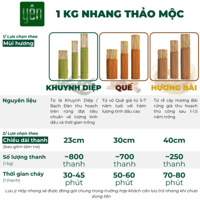 Nhang Hương Bài Sạch 1kg Giá Sỉ Loại 23-30-40cm 800-700-500 Thanh Yên 100 % Tự Nhiên Thờ Cúng