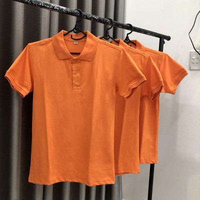 Áo Phông Nam có cổ, Áo Thun Vải Cá Sấu Co Giãn 4 Chiều, Màu Cam