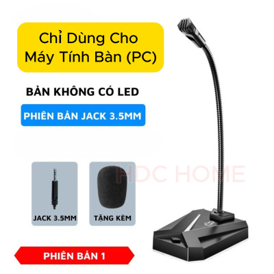 Micro Máy Tính, Laptop Có Jack 3.5mm và USB, Dải LED, Thu Âm 360 Lọc Tạp Âm Tốt Cho Học Tập, Thuyết Trình, Chơi Game- Hàng Chính Hãng