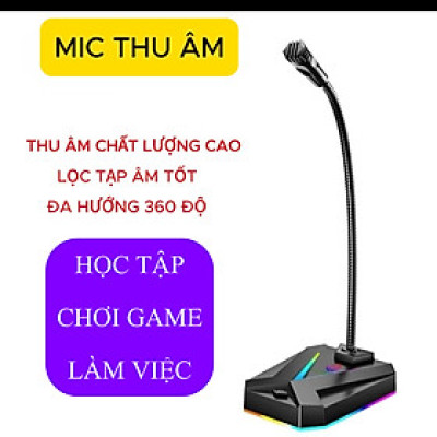 Micro Máy Tính, Laptop Có Jack 3.5mm và USB, Dải LED, Thu Âm 360 Lọc Tạp Âm Tốt Cho Học Tập, Thuyết Trình, Chơi Game- Hàng Chính Hãng