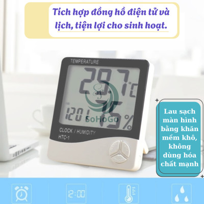 Nhiệt Ẩm Kế Điện Tử Đa Năng -Đồng Hồ Đo Nhiệt Độ & Độ Ẩm Kỹ Thuật Số -Máy Đo Nhiệt Độ – Độ Ẩm Trong Nhà -Đồng Hồ Điện Tử Đo Nhiệt Ẩm & Hiển Thị Thời Gian -Nhiệt Ẩm Kế Mini Treo Tường/Để Bàn