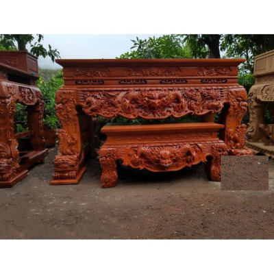 Sập Thờ Tứ Linh Gỗ Hương Đỏ Nam Phi