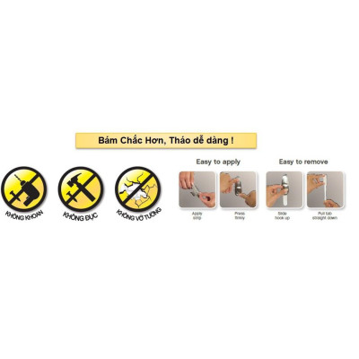Vỉ 2 Cái Móc Treo Tường Chịu Lực dùng cho 1kg siêu dính 3M