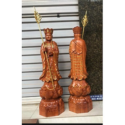 Tượng phật địa tạng vương bồ tát bằng gỗ hương đá kt cao 80×25cm 