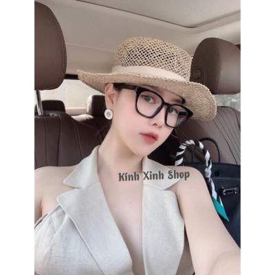 Kính gọng Mắt vuông  basic nhựa bản dày cao cấp (ĐEN)