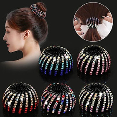 Kẹp búi tóc Hàn Quốc đính đá cao cấp sang trọng - cặp tóc tổ chim đính đá sang trọng ( giao màu ngẫu nhiên như hình )