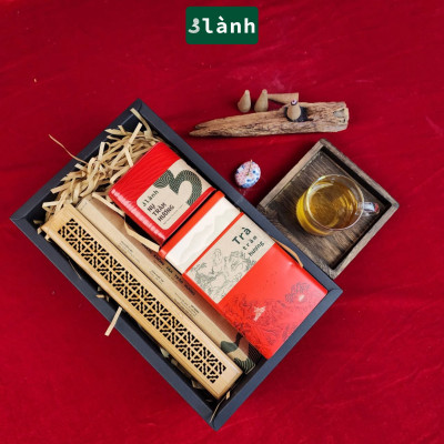 Bộ Quà Tặng Thưởng Trà Hưởng Trầm 3 Lành Lễ Tết 2025 Giáng Sinh Mong An Yên Tài Lộc Phúc Lành