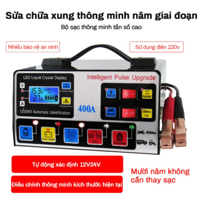 Sạc Ắc Quy Ô Tô & Xe Máy Pluse 400A: Thông Minh, Tự Ngắt Khi Đầy, Khử Sulfat & Bảo Dưỡng Ắc Quy Loại Tốt